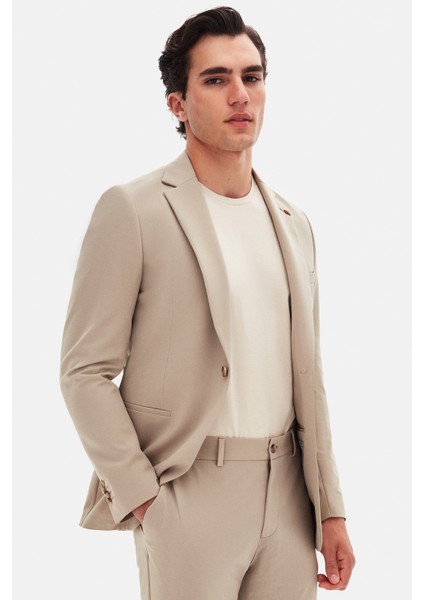 Slim Fit Bej Düz Takim Elbise modelleri