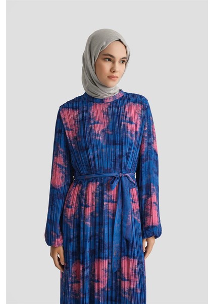 Desenli Elbise 25YD4015 Saks modelleri