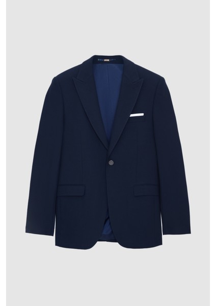 Slim Fit Lacivert Armürlü Takim Elbise indirimleri