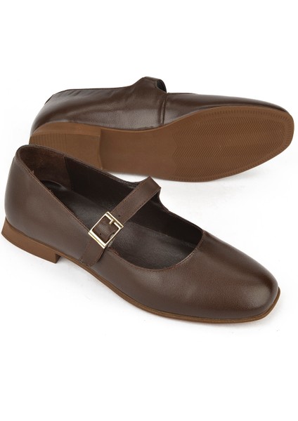 , Kadın Hakiki Deri Babet 1531050Z25100780K Kahve fırsatları