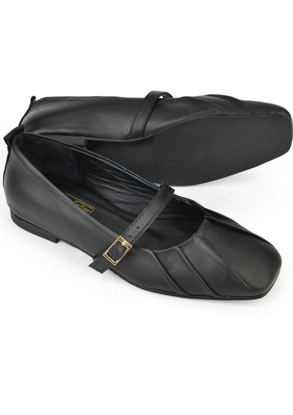 , Kadın Hakiki Deri Babet 1531054Z3436 Siyah fırsatları