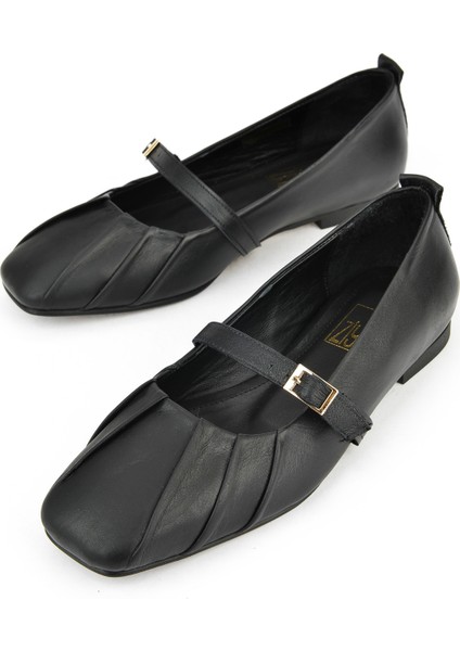 , Kadın Hakiki Deri Babet 1531054Z3436 Siyah indirimleri