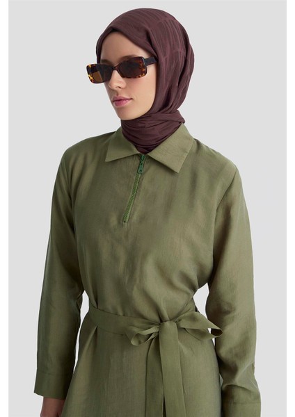 Fermuar Detaylı Elbise 25KD4006 Haki modelleri