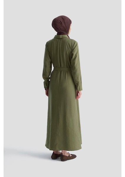 Fermuar Detaylı Elbise 25KD4006 Haki indirimleri