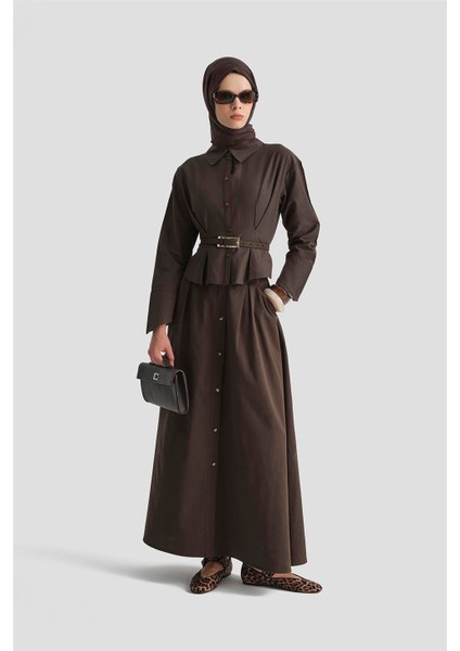 Düğme Detaylı Etek 25KD9003 Kahverengi