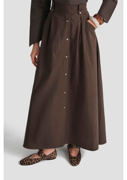 Düğme Detaylı Etek 25KD9003 Kahverengi fırsatları