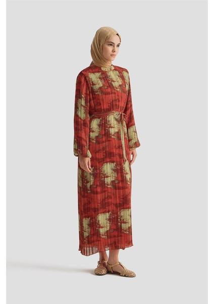 Desenli Elbise 25YD4015 Kırmızı fiyatları