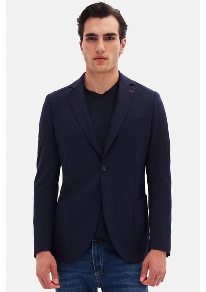 Slim Fit Lacivert Düz Kumaş Ceket modelleri