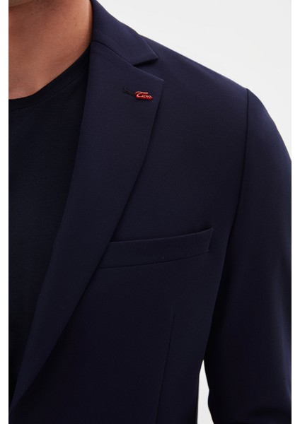 Slim Fit Lacivert Düz Kumaş Ceket fırsatları