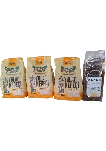 Yulaf Kepeği 400 gr x 3 Adet +Herbal Palace Kiraz Sapı 40 gr Ikili Diyet Seti