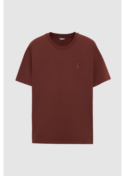 Slim Fit Kahverengi Baskılı T-Shirt indirimleri