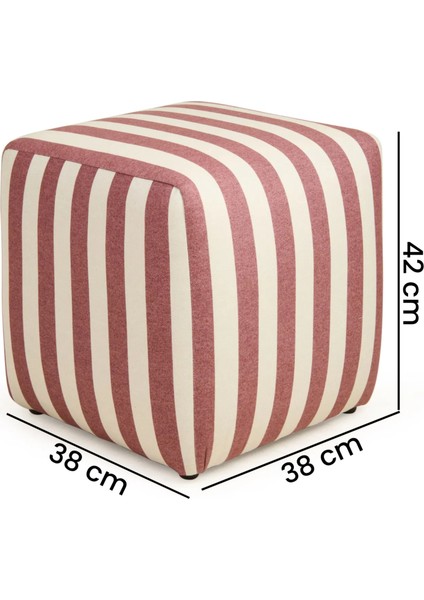 Earthy Puf - Krem / Kiremit - 42X38X38 cm indirimleri