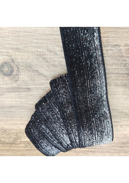 Simli Gri Siyah Kadife Kurdele-Şerit 4 cm 5 Metre – Kurdele, Şık Tasarım, Kadın Aks.