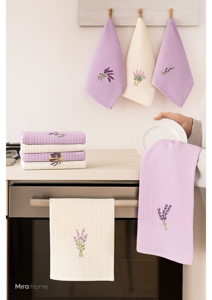 6 Parça Mutfak Kurulama Bezi 30 x 50 cm Lavender Flower
