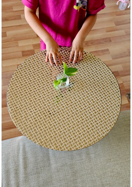 Yuvarlak Hasır Pvc Dantelli Sehpa Örtüsü Çeyizlik Kaliteli Lüx Masa Örtüsü Sehpa Gold