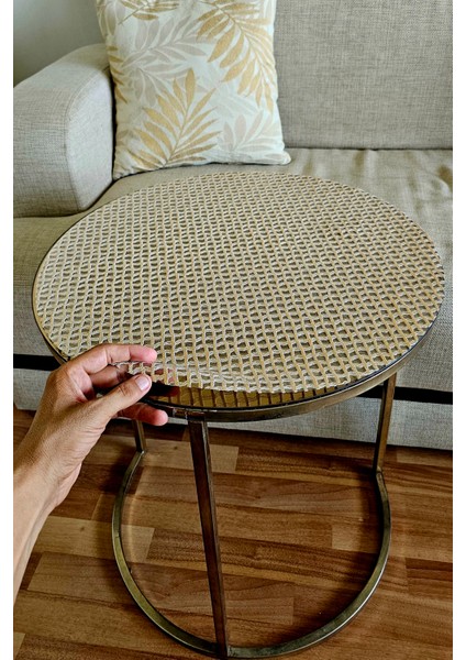 Yuvarlak Hasır Pvc Dantelli Sehpa Örtüsü Çeyizlik Kaliteli Lüx Masa Örtüsü Sehpa Gold fiyatları