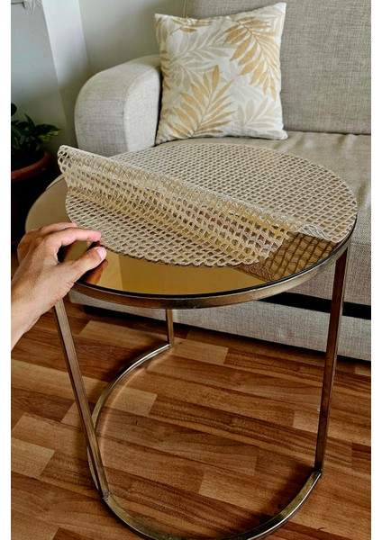 Yuvarlak Hasır Pvc Dantelli Sehpa Örtüsü Çeyizlik Kaliteli Lüx Masa Örtüsü Sehpa Gold modelleri