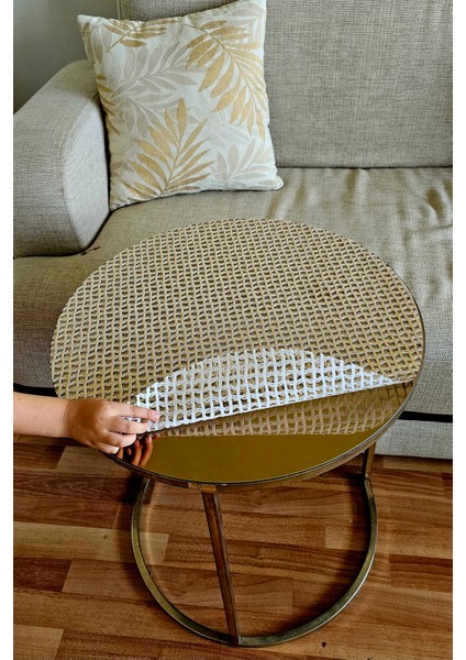 Yuvarlak Hasır Pvc Dantelli Sehpa Örtüsü Çeyizlik Kaliteli Lüx Masa Örtüsü Sehpa Gold fırsatları