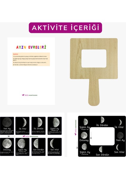 Ayın Evreleri Montessori Gözlem Seti – Ahşap Gözlem Panosu ve Kartlar | Gökyüzü ve Astronomi Etkinliği | Çocuklar Için Eğitici Ay Takip Etkinliği fiyatları