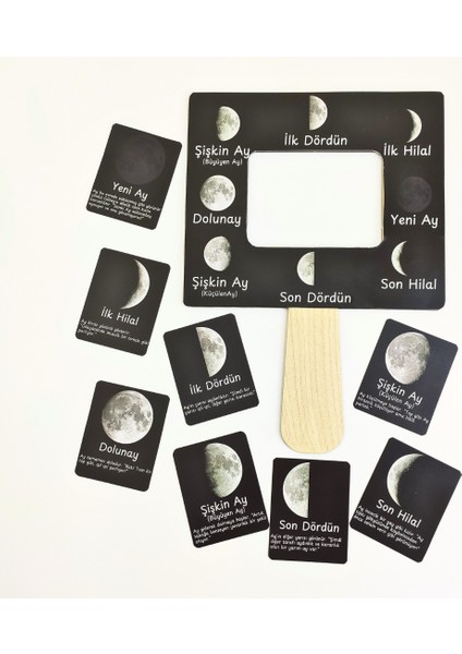 Ayın Evreleri Montessori Gözlem Seti – Ahşap Gözlem Panosu ve Kartlar | Gökyüzü ve Astronomi Etkinliği | Çocuklar Için Eğitici Ay Takip Etkinliği