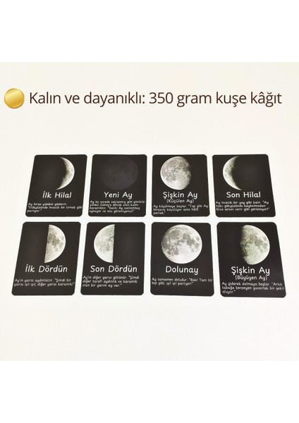 Ayın Evreleri Montessori Gözlem Seti – Ahşap Gözlem Panosu ve Kartlar | Gökyüzü ve Astronomi Etkinliği | Çocuklar Için Eğitici Ay Takip Etkinliği