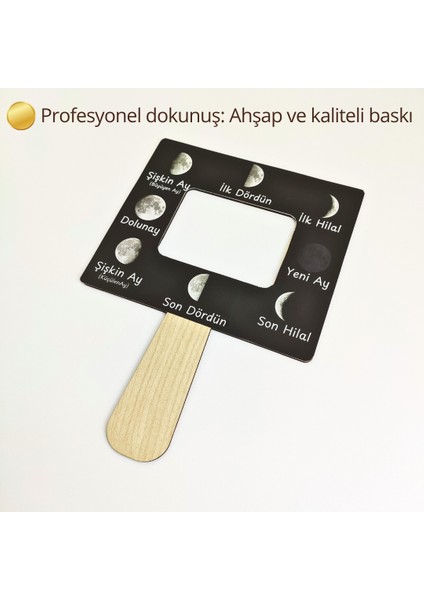 Ayın Evreleri Montessori Gözlem Seti – Ahşap Gözlem Panosu ve Kartlar | Gökyüzü ve Astronomi Etkinliği | Çocuklar Için Eğitici Ay Takip Etkinliği