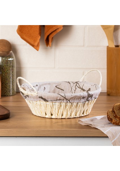 MIO-020 Hasır Görünümlü Kulplu Yuvarlak Ekmek Sepeti Beyaz 24,5cm fiyatları