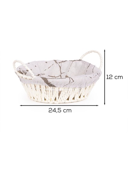 MIO-020 Hasır Görünümlü Kulplu Yuvarlak Ekmek Sepeti Beyaz 24,5cm fırsatları