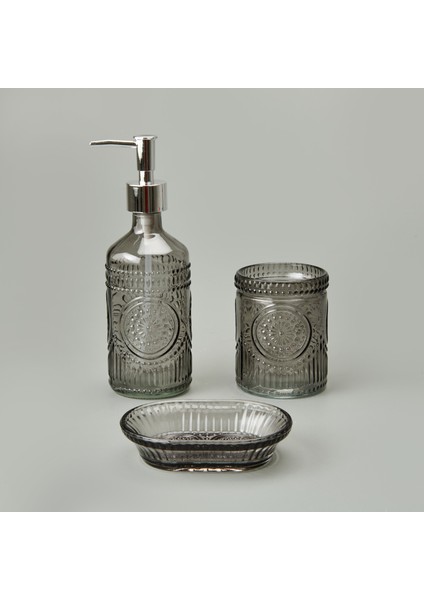 Bath 3'lü Cam Banyo Sıvı Sabunluk Seti - Antrasit fırsatları