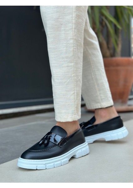 BA0240 Yüksek Taban Klasik Parlak Püsküllü Siyah Erkek Ayakkabı fiyatları