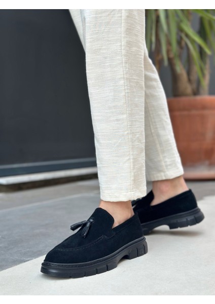 BA0240 Yüksek Taban Klasik Parlak Püsküllü Süet Siyah Erkek Ayakkabı fiyatları