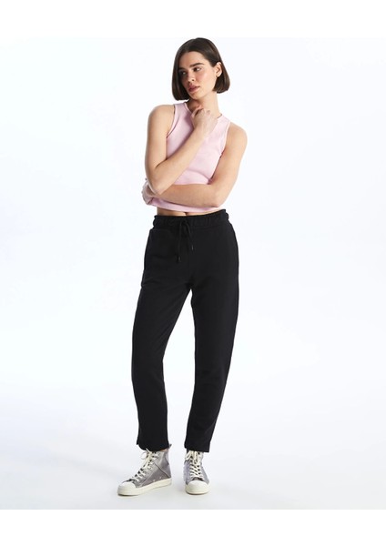 Xsıde Siyah Kadın Beli Lastikli Düz Eşofman Altı