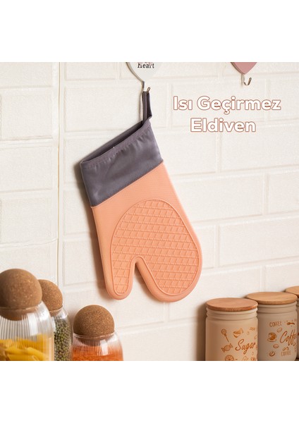 3137-1 Silikon Yanmaz Yapışmaz Fırın Eldiveni Pudra