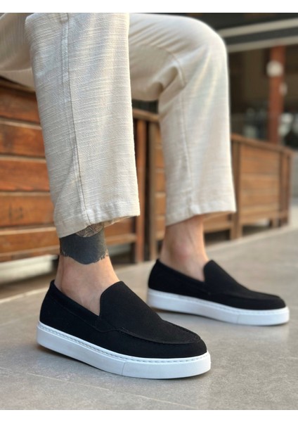 BA0241 Bağcıksız Yüksek Taban Siyah Süet Erkek Ayakkabı
