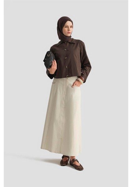 Kısa Blazer Ceket 25KD9002 Kahverengi