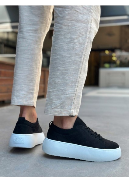 LE11 Bağcıklı Erkek Yüksek Taban Siyah Süet Spor Ayakkabı fiyatları