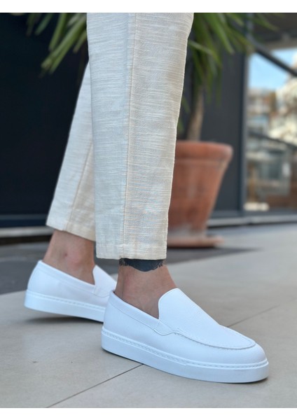 BA0241 Bağcıksız Yüksek Taban Beyaz Cilt Erkek Ayakkabı fırsatları