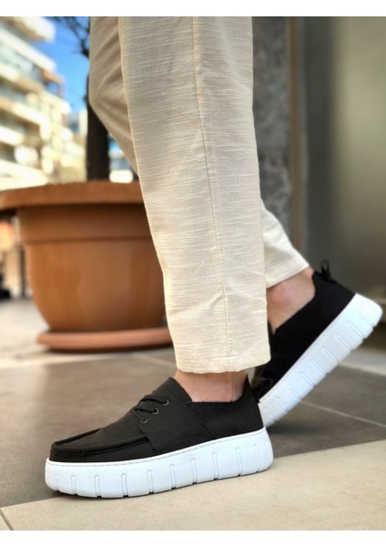 BA0676 Boa Siyah Keten Yüksek Beyaz Taban Erkek Yazlık Ayakkabı fiyatları