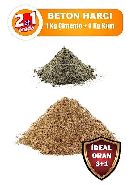3 kg Kum + 1 kg Çimento / Inşaat, Tadilat, Tamir Harcı ve Beton