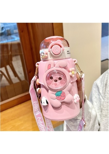 Çocuk Termos Bardak Paslanmaz Çelik Ayı Su Bardağı Çapraz Pipetli Bardak (Yurt Dışından)