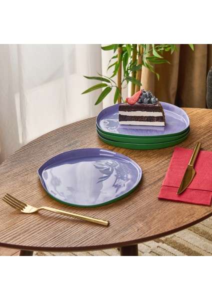 Kitchen Istanbul Dik Kenarlı 4'lü Pasta Seti – Mor / Yeşil - 21 cm