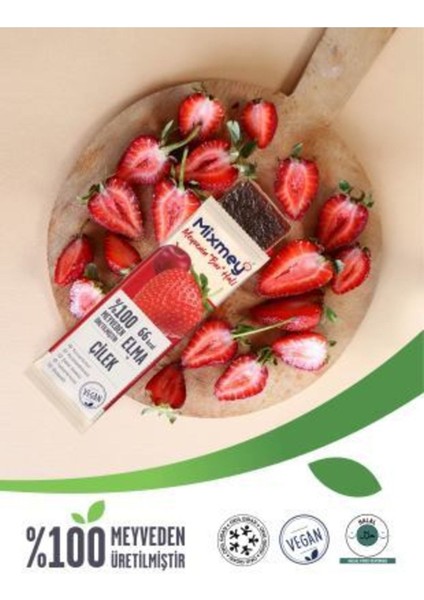Çilek Meyve Barı 24 Adet | Sağlıklı Atıştırmalıklar – Vegan, Glutensiz, Koruyucusuz (20GR X 24 ADET)