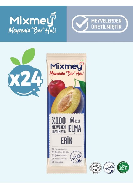 Erik Meyve Barı 24 Adet | Sağlıklı Atıştırmalıklar – Vegan, Glutensiz, Koruyucusuz (20GR X 24 ADET)