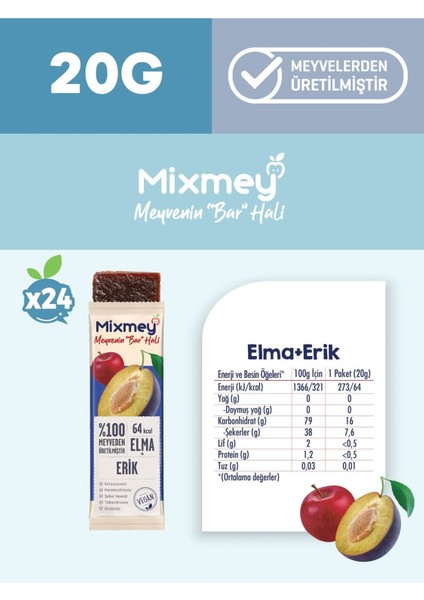 Erik Meyve Barı 24 Adet | Sağlıklı Atıştırmalıklar – Vegan, Glutensiz, Koruyucusuz (20GR X 24 ADET) modelleri