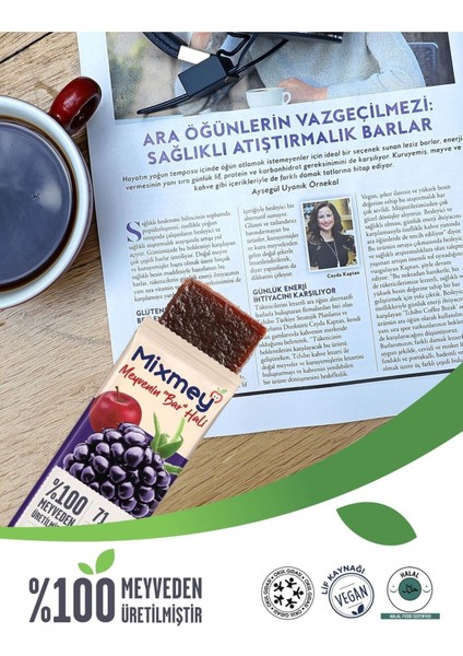 Böğürtlen Meyve Barı 24 Adet | Sağlıklı Atıştırmalıklar – Vegan, Glutensiz, Koruyucusuz 20g x 24adet