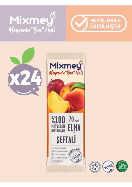 Şeftali Meyve Barı 24 Adet | Sağlıklı Atıştırmalıklar – Vegan, Glutensiz, Koruyucusuz 20gr X 24 Adet