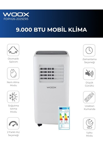 9000BTU, Isıtma & Soğutma Özellikli Taşınabilir Mobil Klima