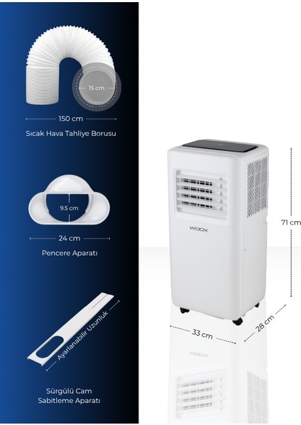 9000BTU, Isıtma & Soğutma Özellikli Taşınabilir Mobil Klima modelleri