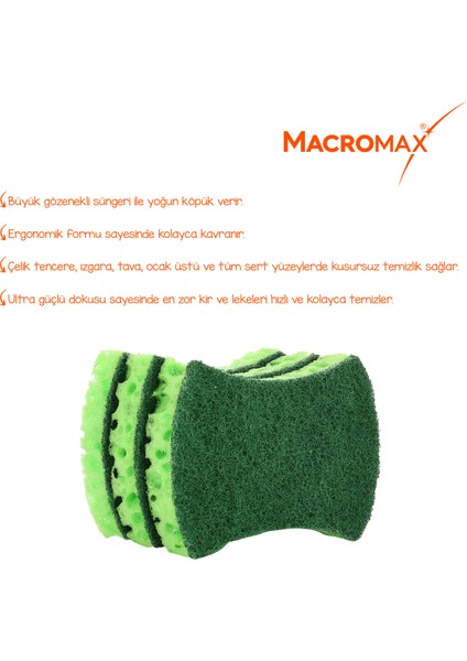 Mercan Bulaşık Süngeri 3'lü Paket, Büyük Gözenekli Bol Köpük Sağlayan Ergonomik Sünger modelleri