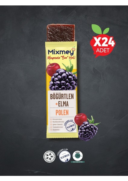 Bee Polen Böğürtlen Meyve Barı 24 Adet | Sağlıklı Atıştırmalıklar – Glutensiz (25GR X 24 ADET)